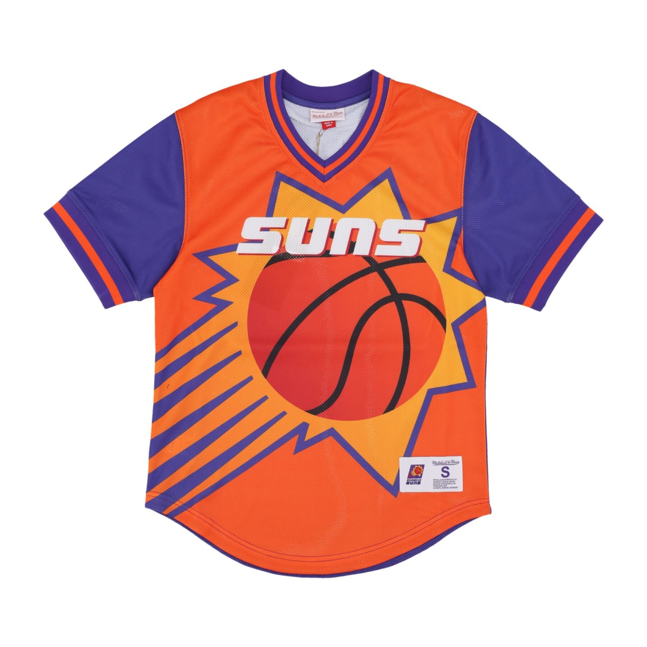 MITCHELL & NESS NBA JUMBOTRON 3.0 MESH V-NECK PHOSUN TMPL5118-PSUYYPPPMTWH