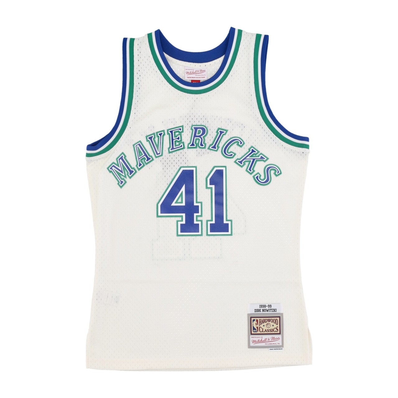 MITCHELL & NESS NBA OFF WHITE TEAM COLOR SWINGMAN JERSEY HARDWOOD CLASSICS 1998 NO 41 DIRK NOWITZKI DALMAV TFSM5052-DMA98DNOOFWH
