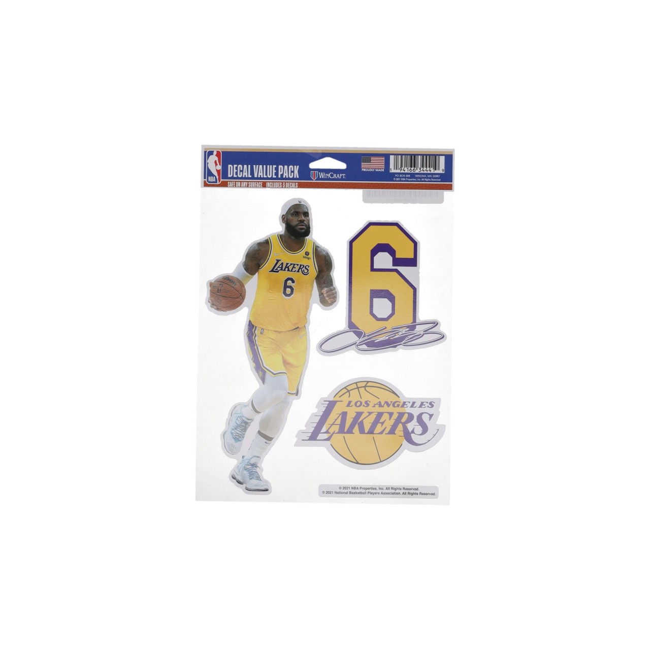 WINCRAFT NBA 5.5 x 7.75” FAN PACK DECALS NO 6 LEBRON JAMES LOSLAK 34441322