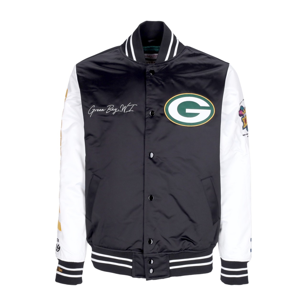 MITCHELL & NESS NFL TEAM ORIGINS VARSITY SATIN JACKET GREPAC OJBF4854-GBPYYPPPBKWH