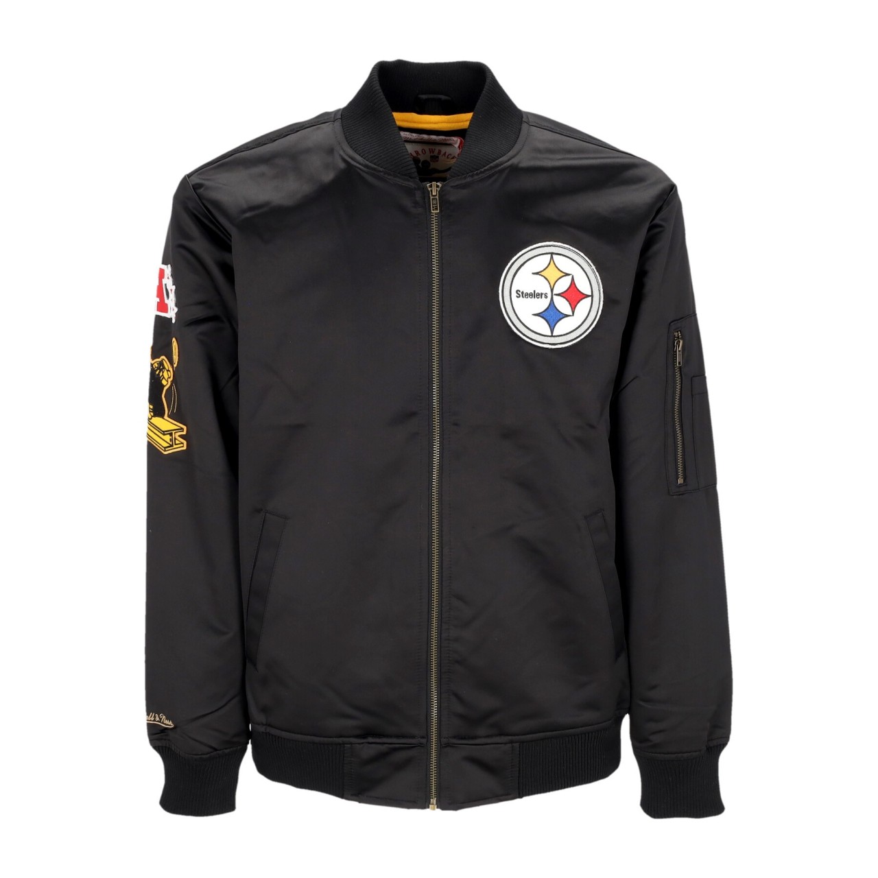 MITCHELL & NESS NFL LIGHTWEIGHT SATIN BOMBER PITSTE SJKT6599-PSTYYPPPBLCK