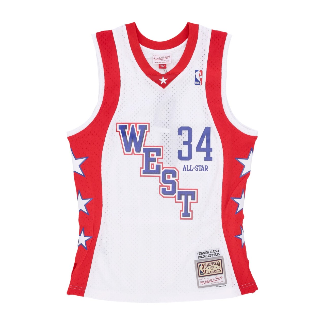 MITCHELL & NESS NBA WHITE JERSEY ALL STAR 2004 NO 34 SHAQUILLE O&#039;NEAL TEAM WEST SMJY7085-ASW04SONWHIT