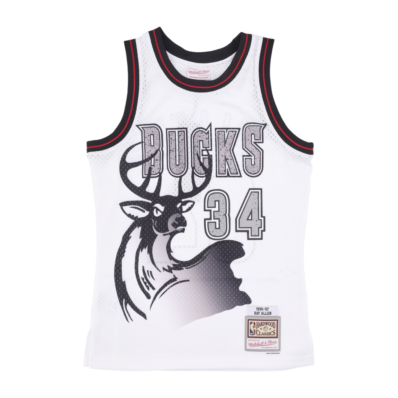 MITCHELL & NESS NBA CRACKED CEMENT SWINGMAN JERSEY NO 34 RAY ALLEN MILBUC TFSM5934-MBU00RALWHIT