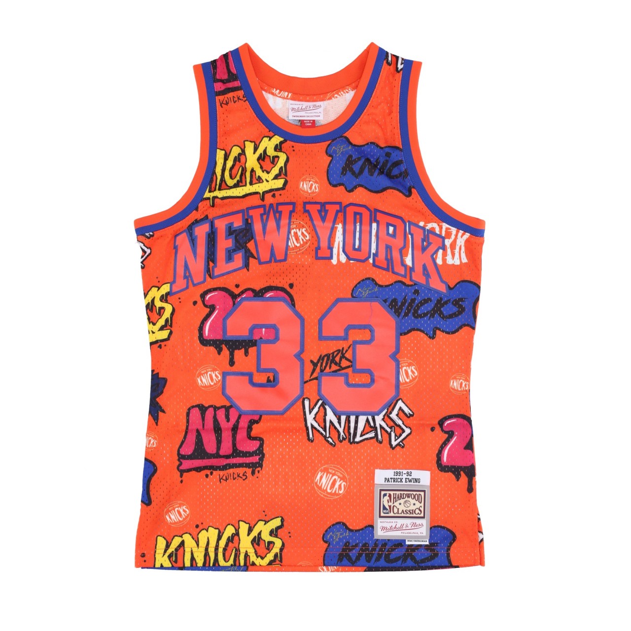 MITCHELL & NESS NBA SLAP STICKER SWINGMAN JERSEY HARDWOOD CLASSICS NO 33 PATRICK EWING 1991-92 NEYKNI TFSM4768-NYK91PEWORAN