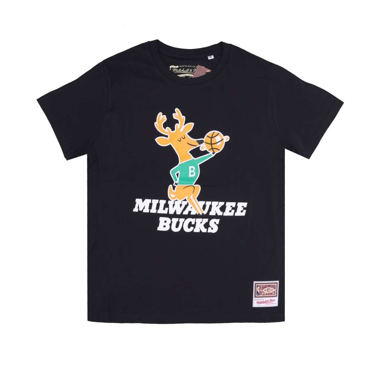 MITCHELL & NESS NBA TEAM LOGO TEE HARDWOOD CLASSICS MILBUC BMTRINTL1051-MBUBLCK