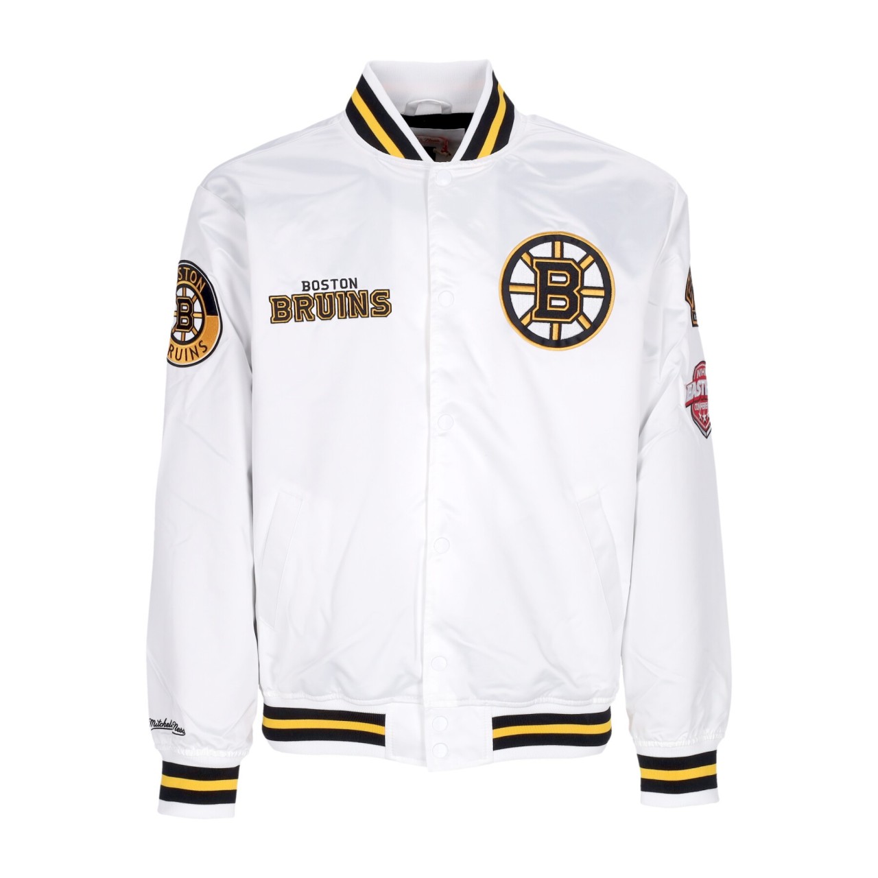 MITCHELL & NESS NHL HOMETOWN LW SATIN JACKET BOSBRU OJBF4986-BBNYYPPPWHIT