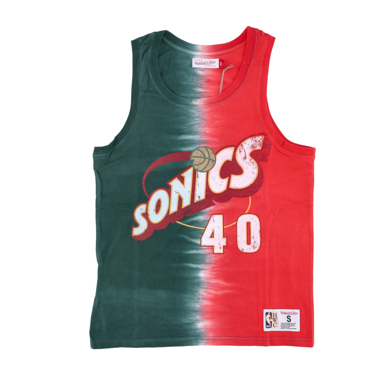 MITCHELL & NESS NBA VERTICAL TIE DYE TANK HARDWOOD CLASSICS NO 40 SHAWN KEMP SEASUP TTNK3206-SSUYYSKEGNRD