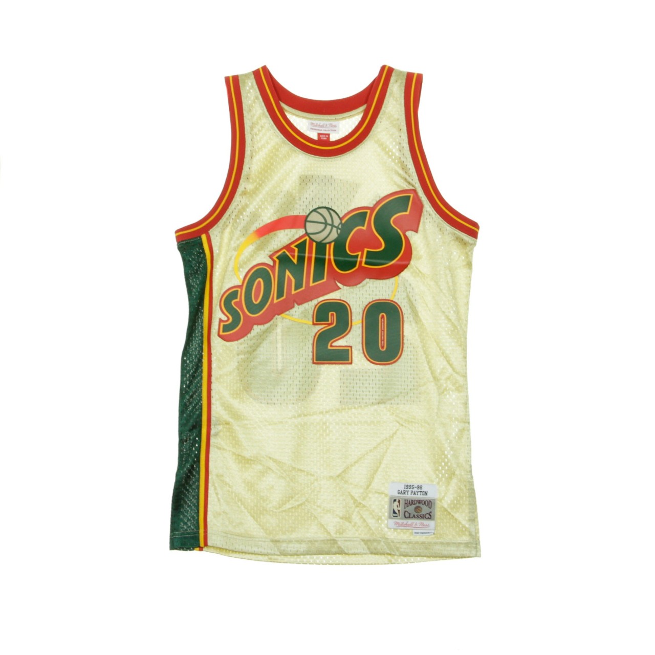 MITCHELL & NESS NBA SWINGMAN JERSEY GARY PAYTON NO.20 1995-96 SEASUP GOLD BA895M-SSU-D-L3W
