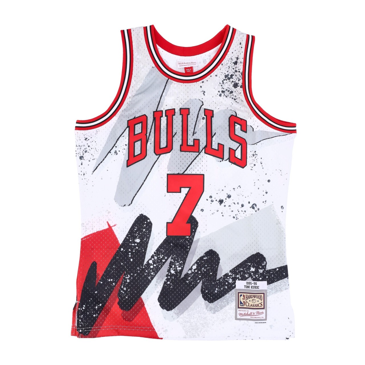 MITCHELL & NESS NBA HYPER HOOPS SWINGMAN JERSEY HARDWOOD CLASSICS NO 7 TONI KUKOC 1995-96 CHIBUL TFSM1253-CBU97TKUWHIT