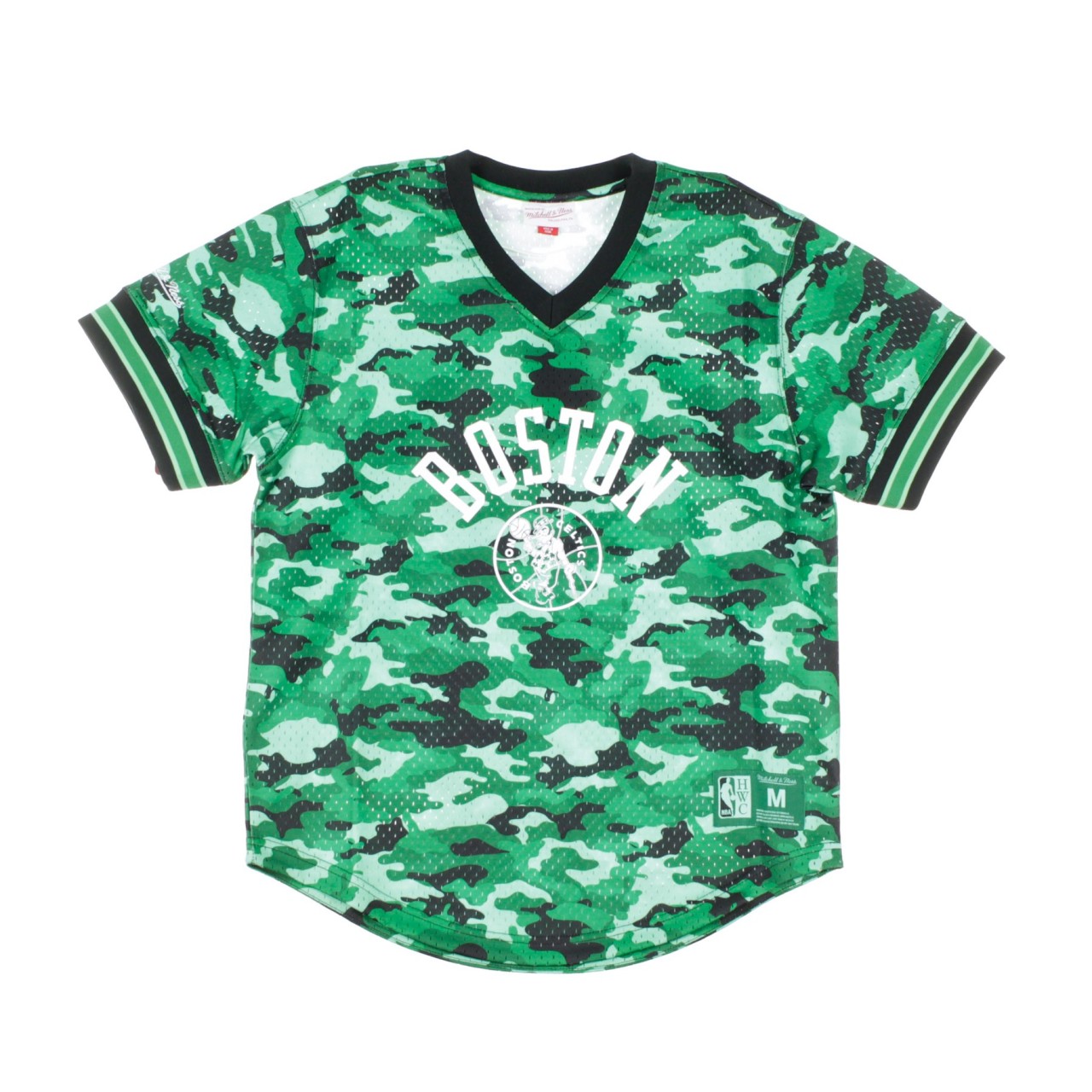 MITCHELL & NESS NBA CAMO MESH V-NECK TEAM COLOUR BOSCEL MSPOMG18019-BCECMGR1