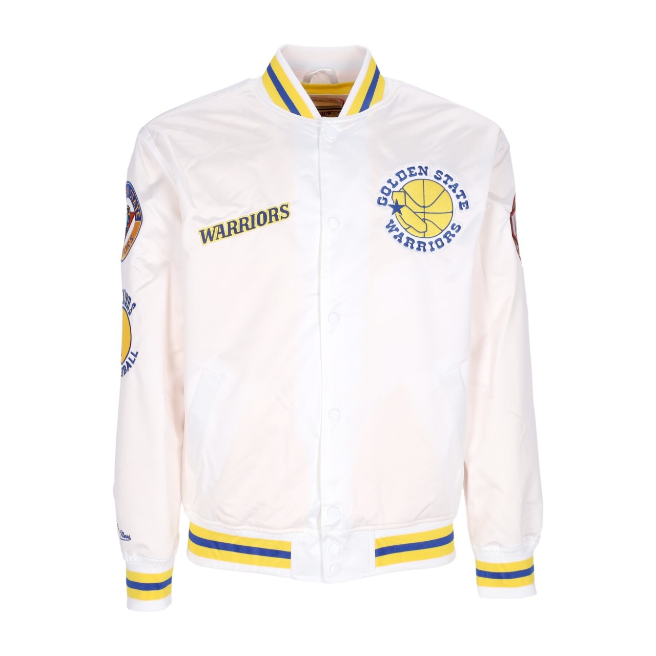 MITCHELL & NESS NBA HOMETOWN LW SATIN JACKET HARDWOOD CLASSICS GOLWAR OJBF4986-GSWYYPPPWHIT