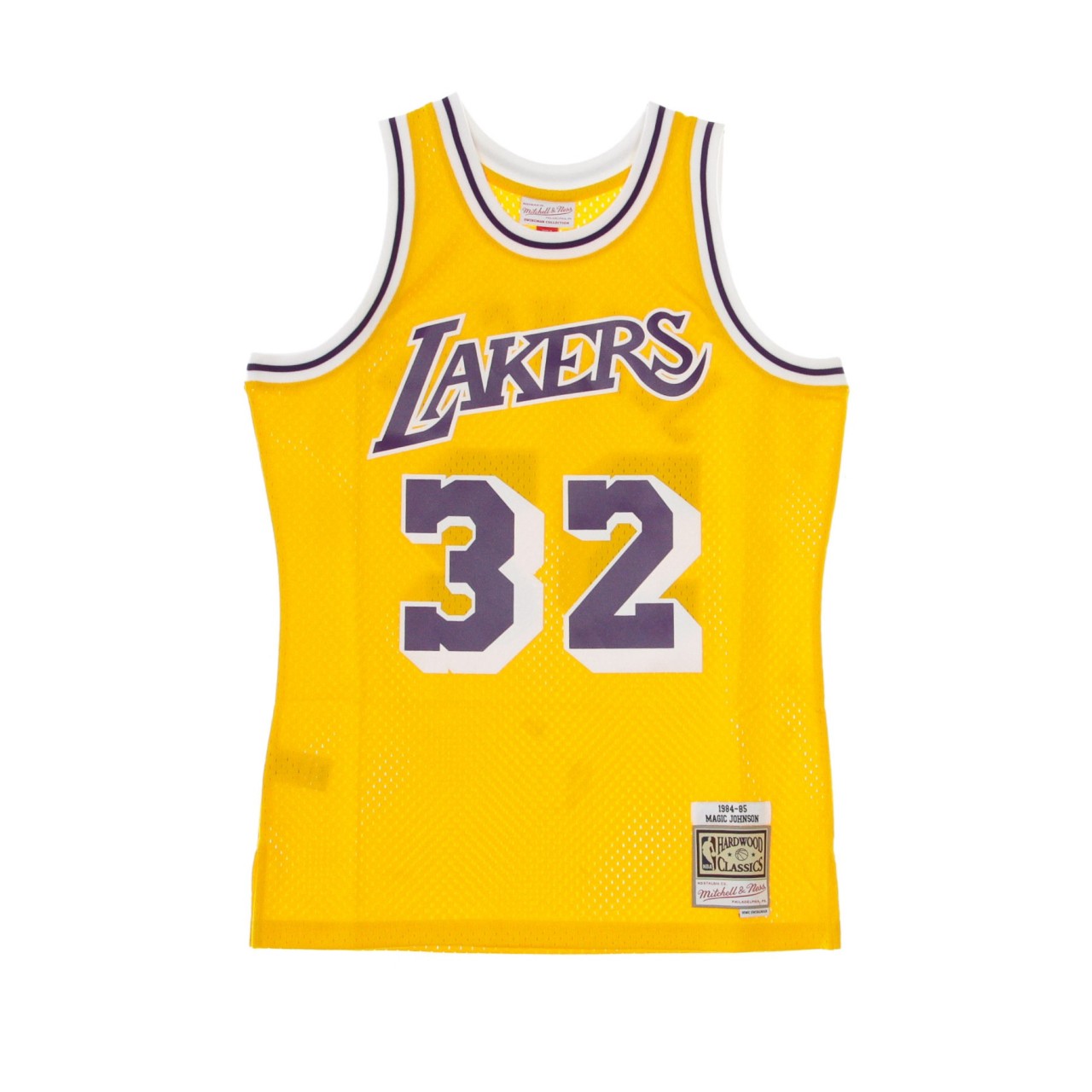 MITCHELL & NESS NBA SWINGMAN JERSEY HARDWOOD CLASSICS NO 32 MAGIC JOHNSON 1984-85 LOSLAK HOME SMJYGS18175-LALLTGD84EJH:261