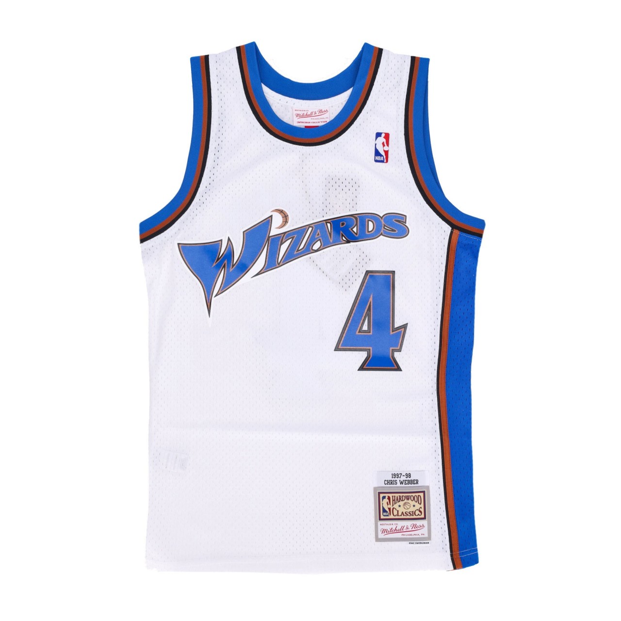 MITCHELL & NESS NBA HOME JERSEY HARDWOOD CLASSICS NO 4 CHRIS WEBBER 1997-98 WASWIZ SMJY4921-WWI97CWEWHIT