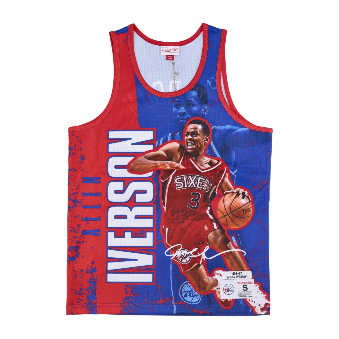 MITCHELL & NESS NBA BURST MESH TANK NO 3 ALLEN IVERSON PHI76E TNMK5010-P76YYAIVROYA