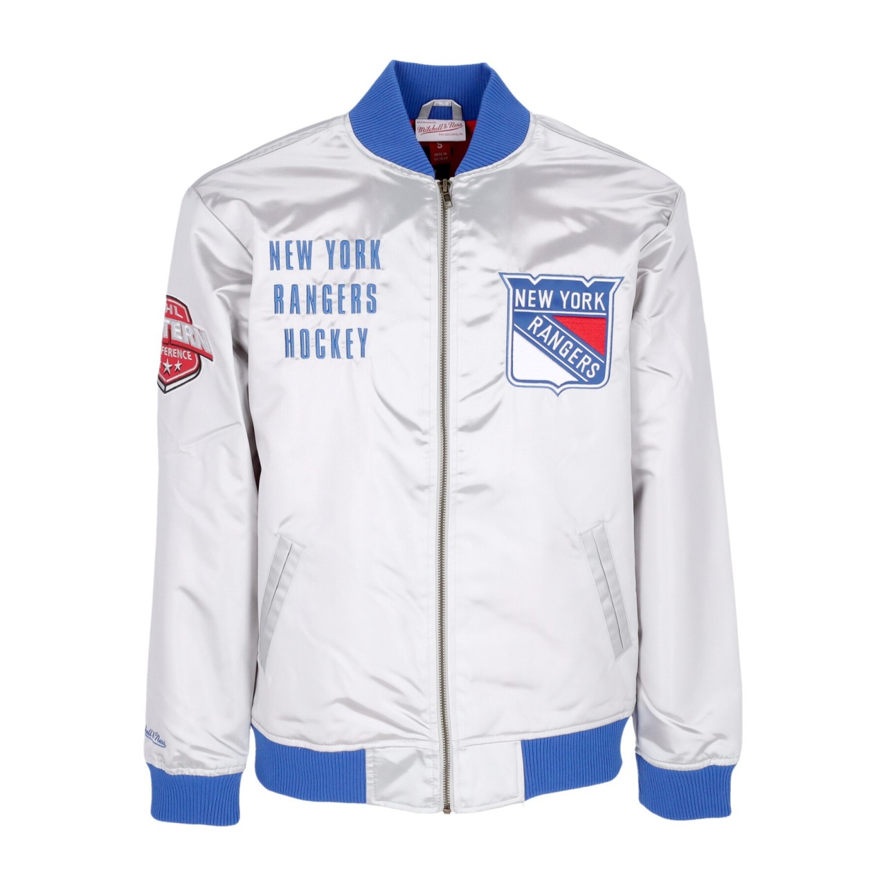 MITCHELL & NESS NHL TEAM OG 2.0 LIGHTWEIGHT SATIN JACKET VINTAGE LOGO NEYRAN OJZP6621-NYAYYPPPSILV