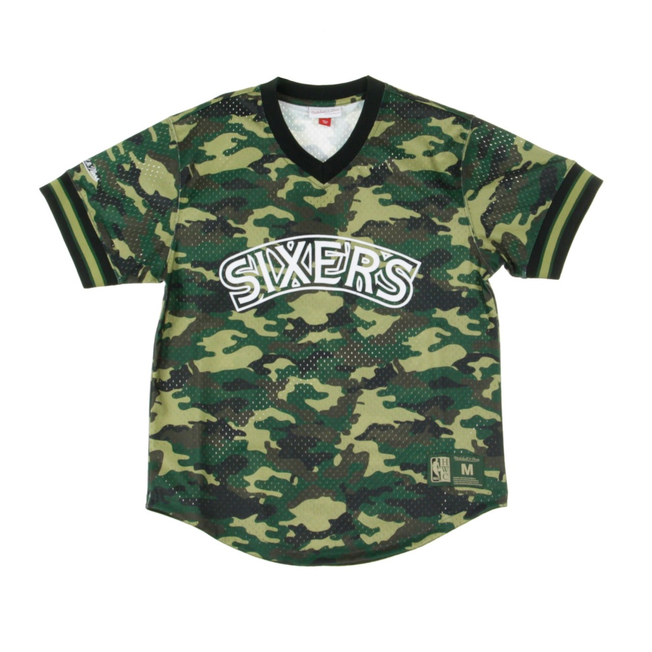 MITCHELL & NESS NBA CAMO MESH V-NECK TEE PHI76E MSPOMG18018-P76CMWD1