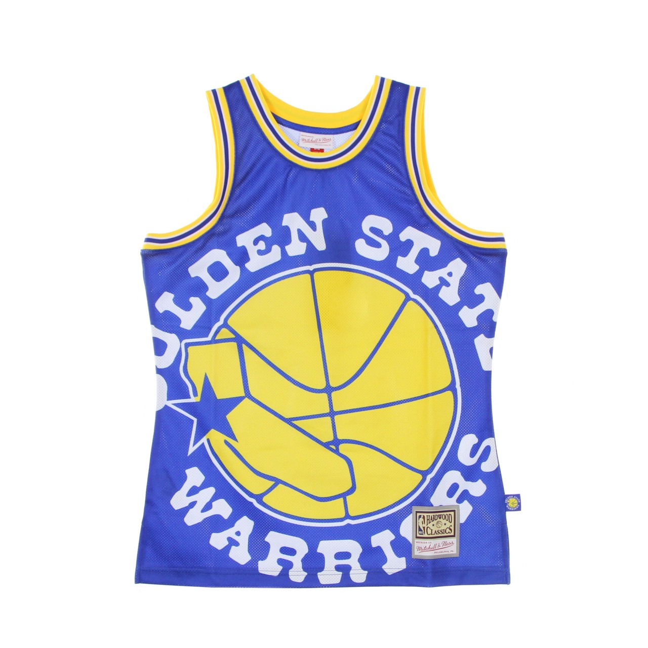 MITCHELL & NESS NBA BIG FACE BLOWN OUT FASHION JERSEY HARDWOOD CLASSICS GOLWAR MSTKBW19146-GSWROYA