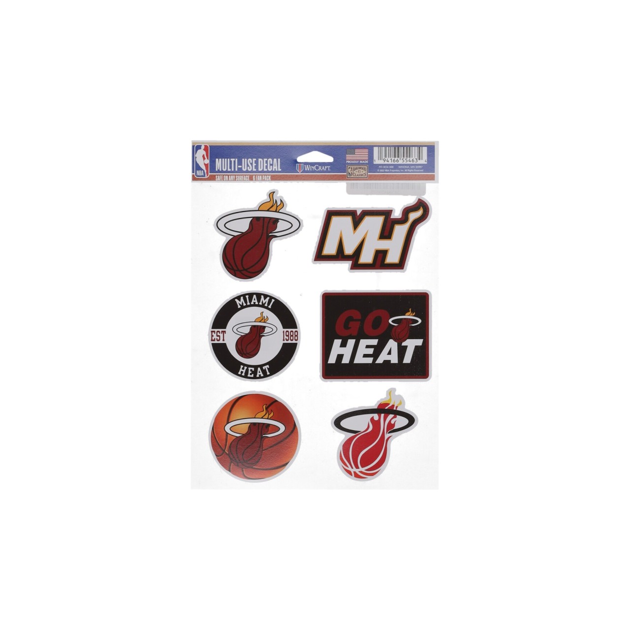 WINCRAFT NBA 5.5 x 7.75” FAN PACK DECALS MIAHEA 55463322