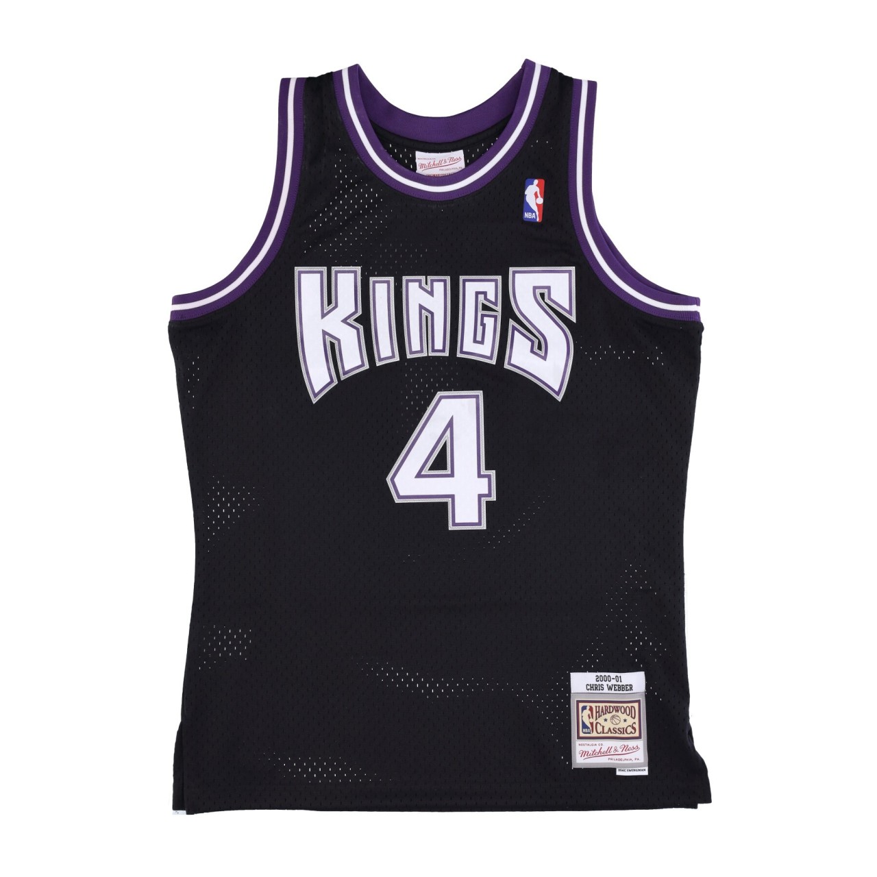 MITCHELL & NESS NBA SWINGMAN JERSEY HARDWOOD CLASSICS NO 4 CHRIS WEBBER 2000-01 SACKIN SMJYGS18205-SKIBLCK00CWE