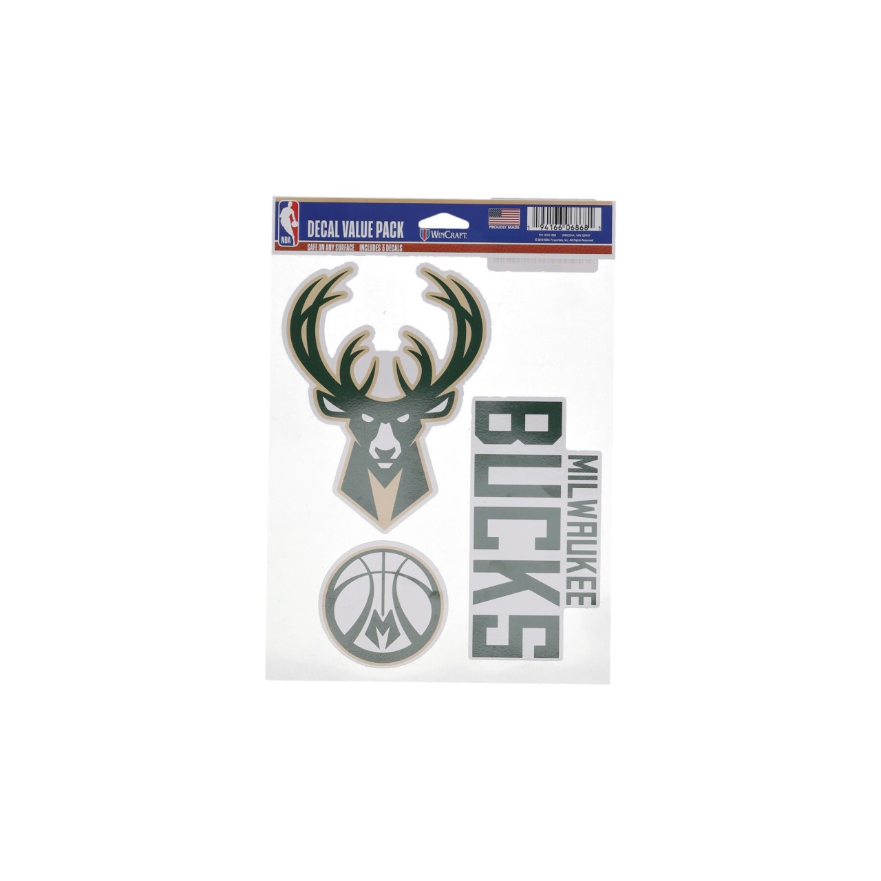 WINCRAFT NBA 5.5 x 7.75” FAN PACK DECALS MILBUC 06868319