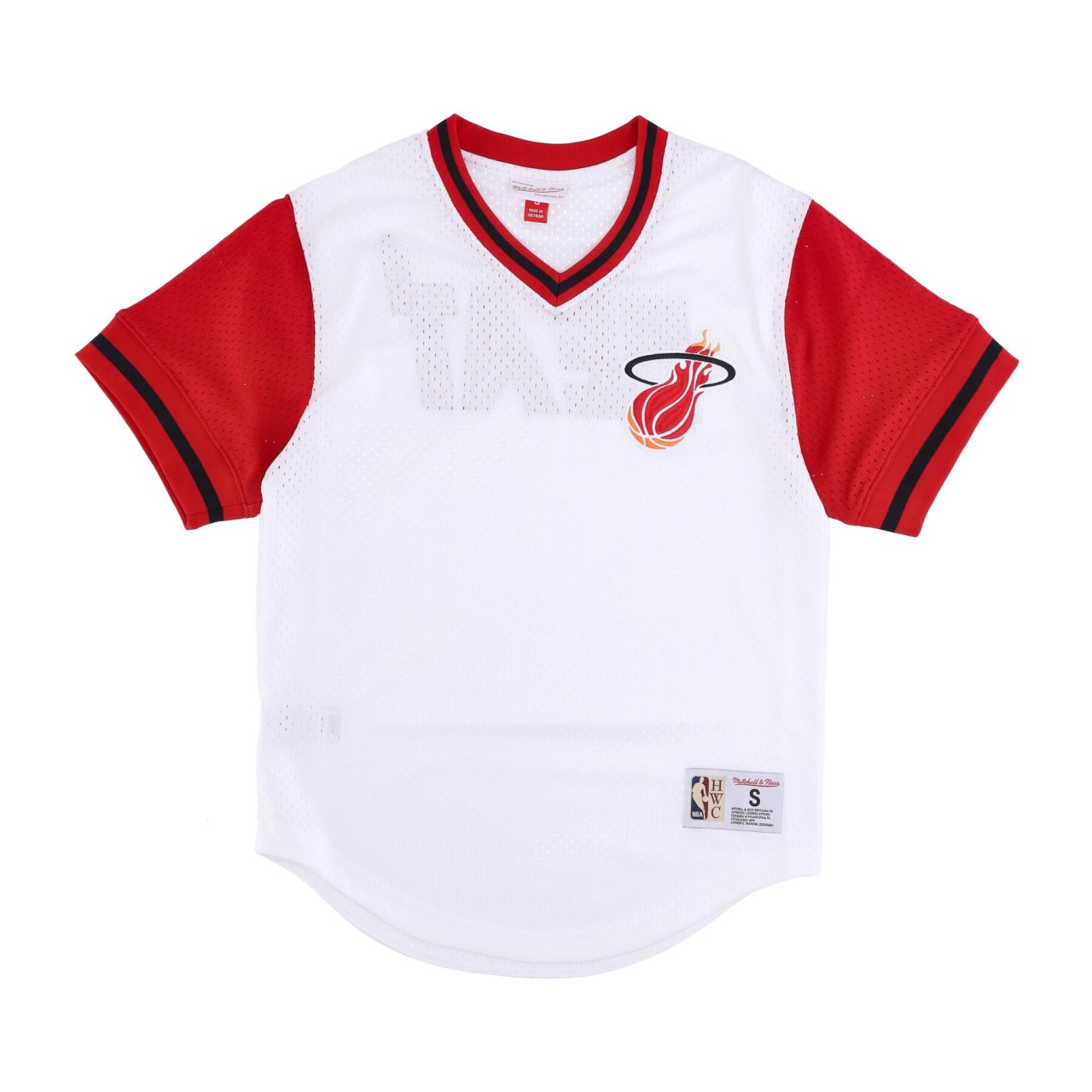 MITCHELL & NESS NBA FASHION MESH V-NECK HARDWOOD CLASSICS MIAHEA TMVN1230-MHEYYPPPWHIT