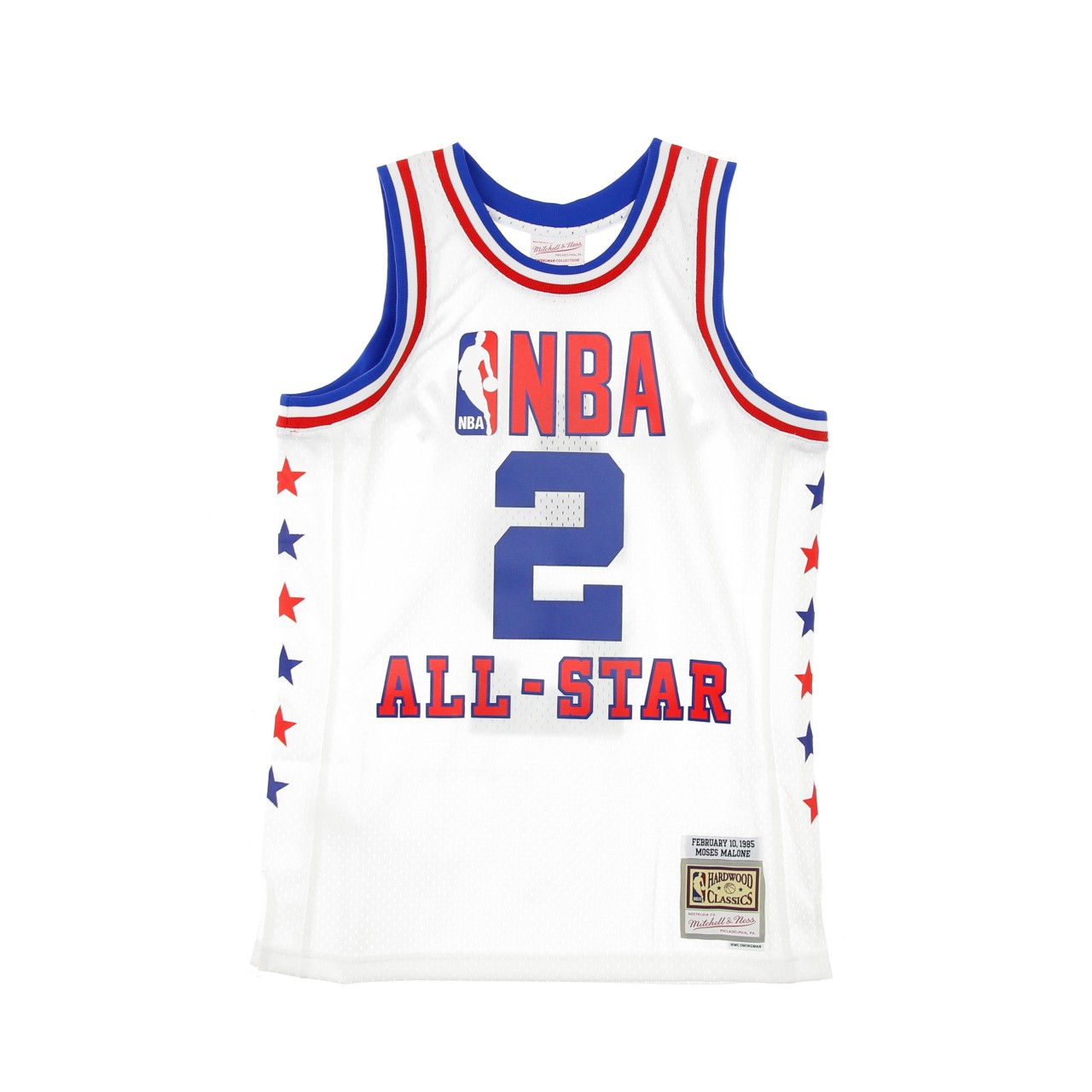 MITCHELL & NESS NBA SWINGMAN JERSEY HARDWOOD CLASSICS NO.2 MOSES MALONE ALL STAR GAME EAST 1985 SMJYLG20014-ASEWHIT85MML
