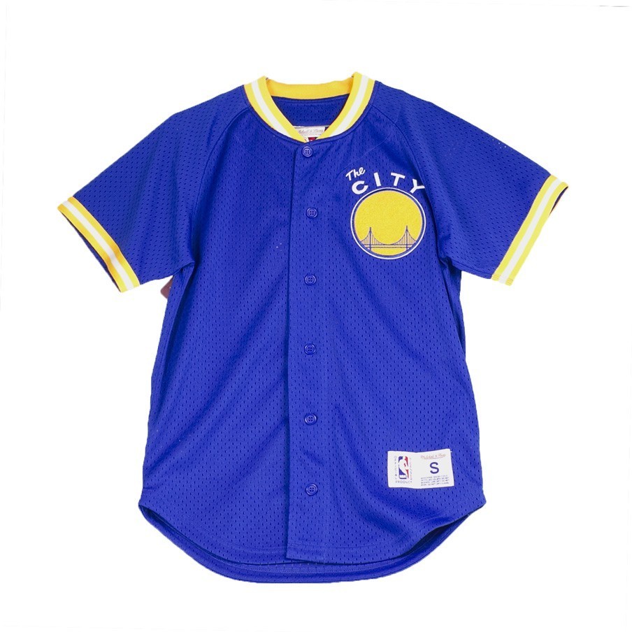 MITCHELL & NESS SEASONED PRO MESH BUTTON FRONT GOLWAR MN-NBA-418T-GOLWAR-NVY