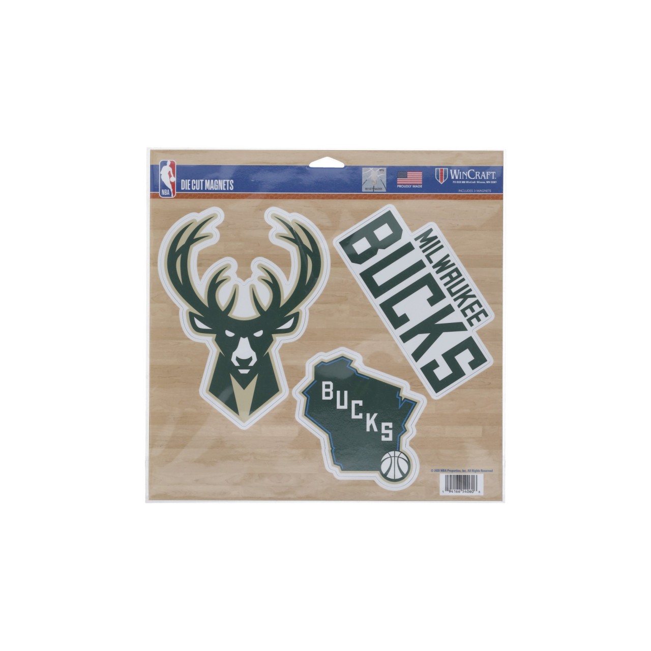 WINCRAFT NBA 11” DIE CUT MAGNET SET MILBUC 54060322