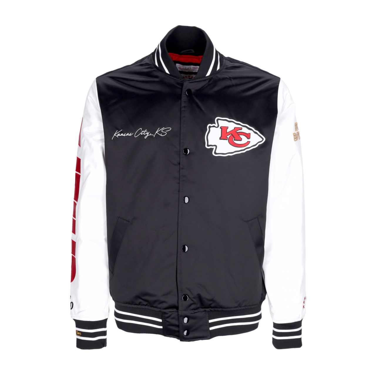 MITCHELL & NESS NFL TEAM ORIGINS VARSITY SATIN JACKET KANCHI OJBF4854-KCCYYPPPBKWH