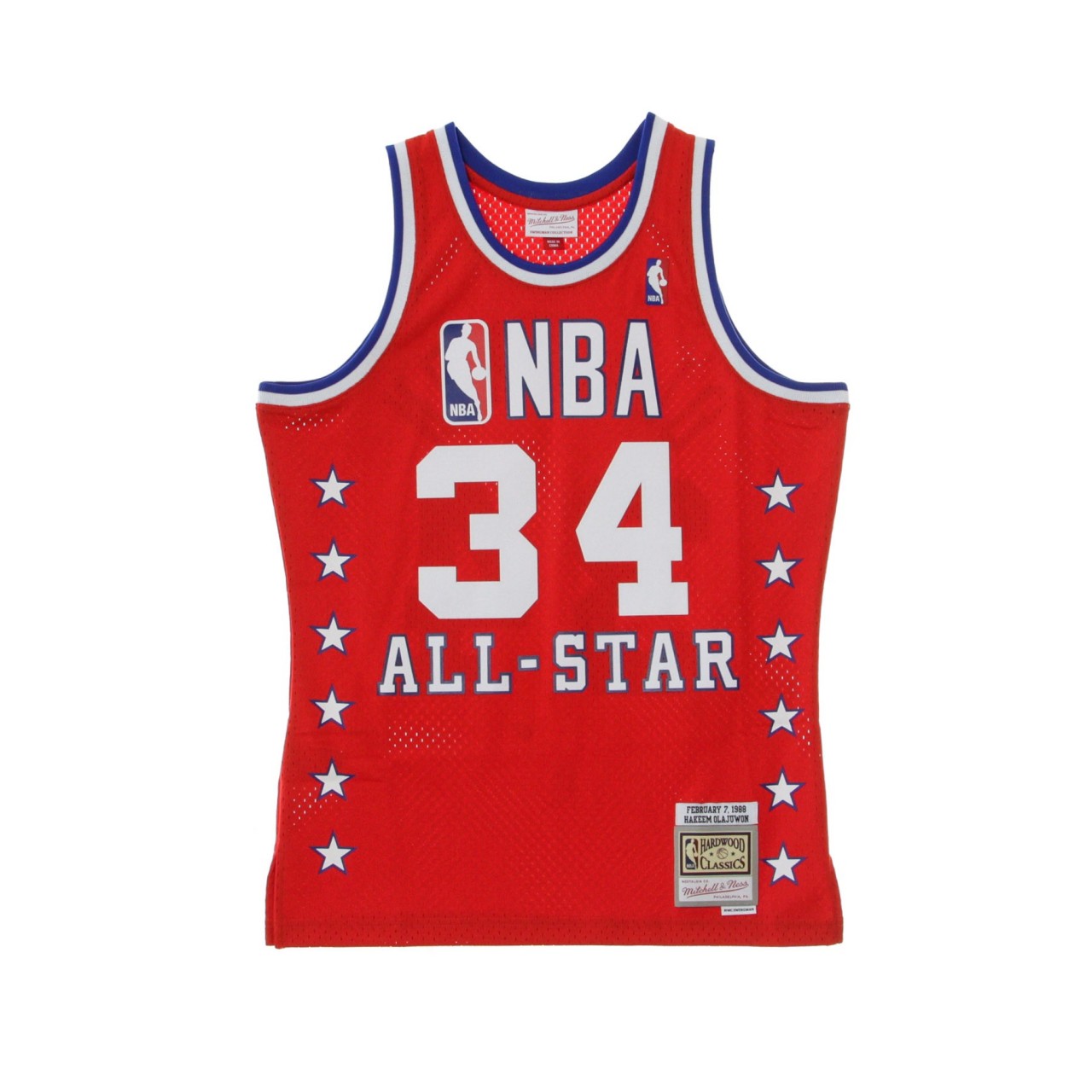 MITCHELL & NESS NBA SWINGMAN JERSEY HARDWOOD CLASSICS HAKEEM OLAJUWON NO.34 ALL STAR GAME WEST 1988 SMJYCP19051-ASWRED188HOL