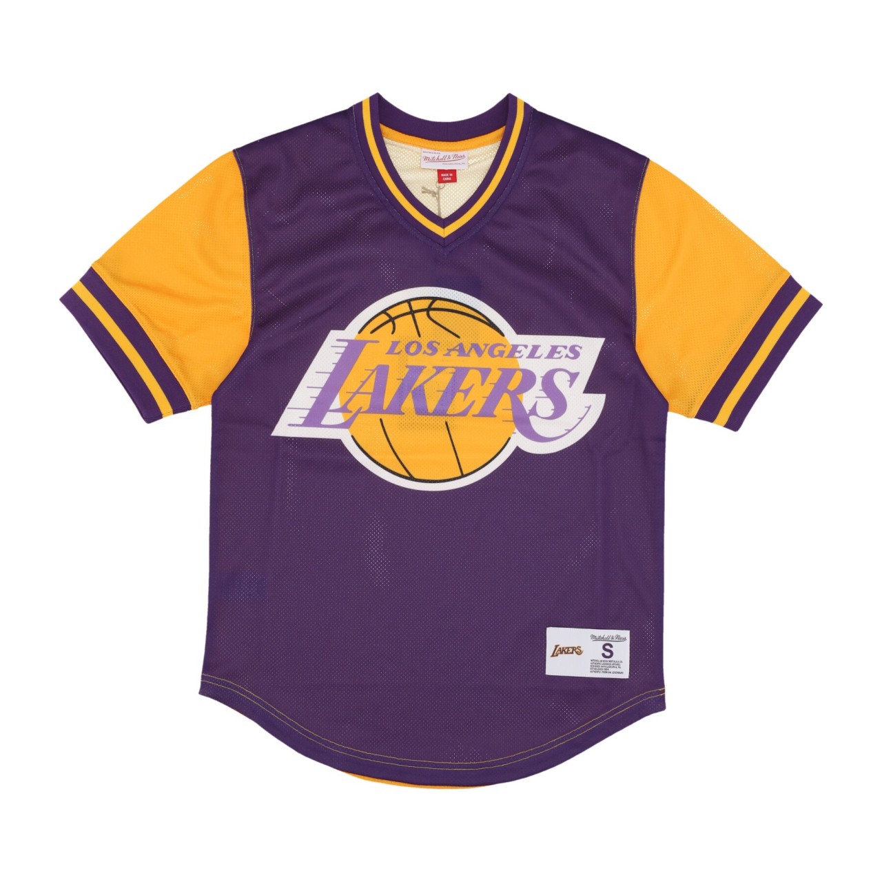 MITCHELL & NESS NBA JUMBOTRON 3.0 MESH V-NECK LOSLAK TMPL5118-LALYYPPPMTWH