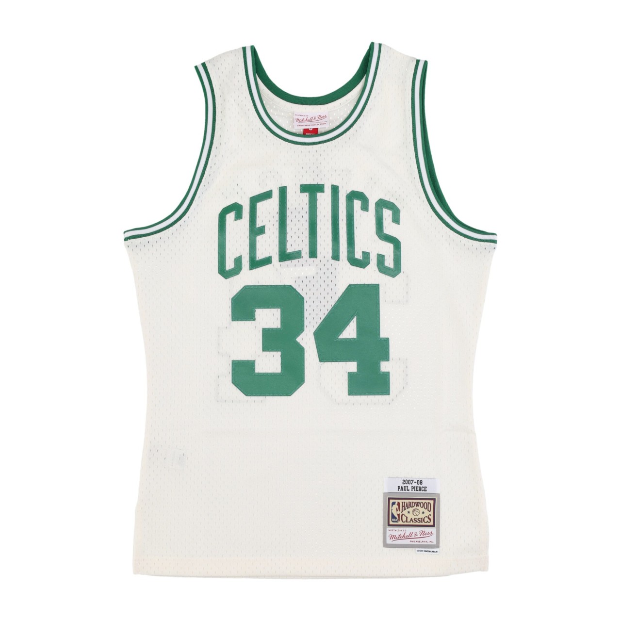 MITCHELL & NESS NBA OFF WHITE TEAM COLOR SWINGMAN JERSEY HARDWOOD CLASSICS 2007 NO 34 PAUL PIERCE BOSCEL TFSM5052-BCE07PPIOFWH