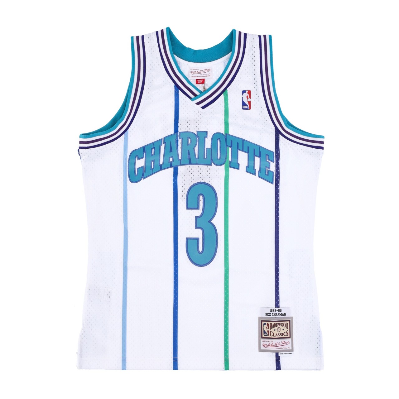 MITCHELL & NESS NBA SWINGMAN JERSEY HARDWOOD CLASSICS NO 3 REX CHAPMAN 1988-89 CHAHOR SMJY3352-CHO88RCHWHIT