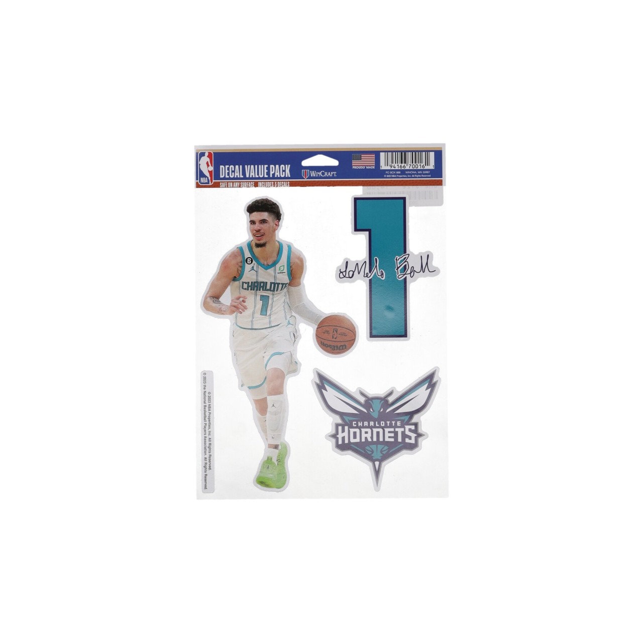 WINCRAFT NBA 5.5 x 7.75” FAN PACK DECALS NO 1 LAMELO BALL CHAHOR 41231321