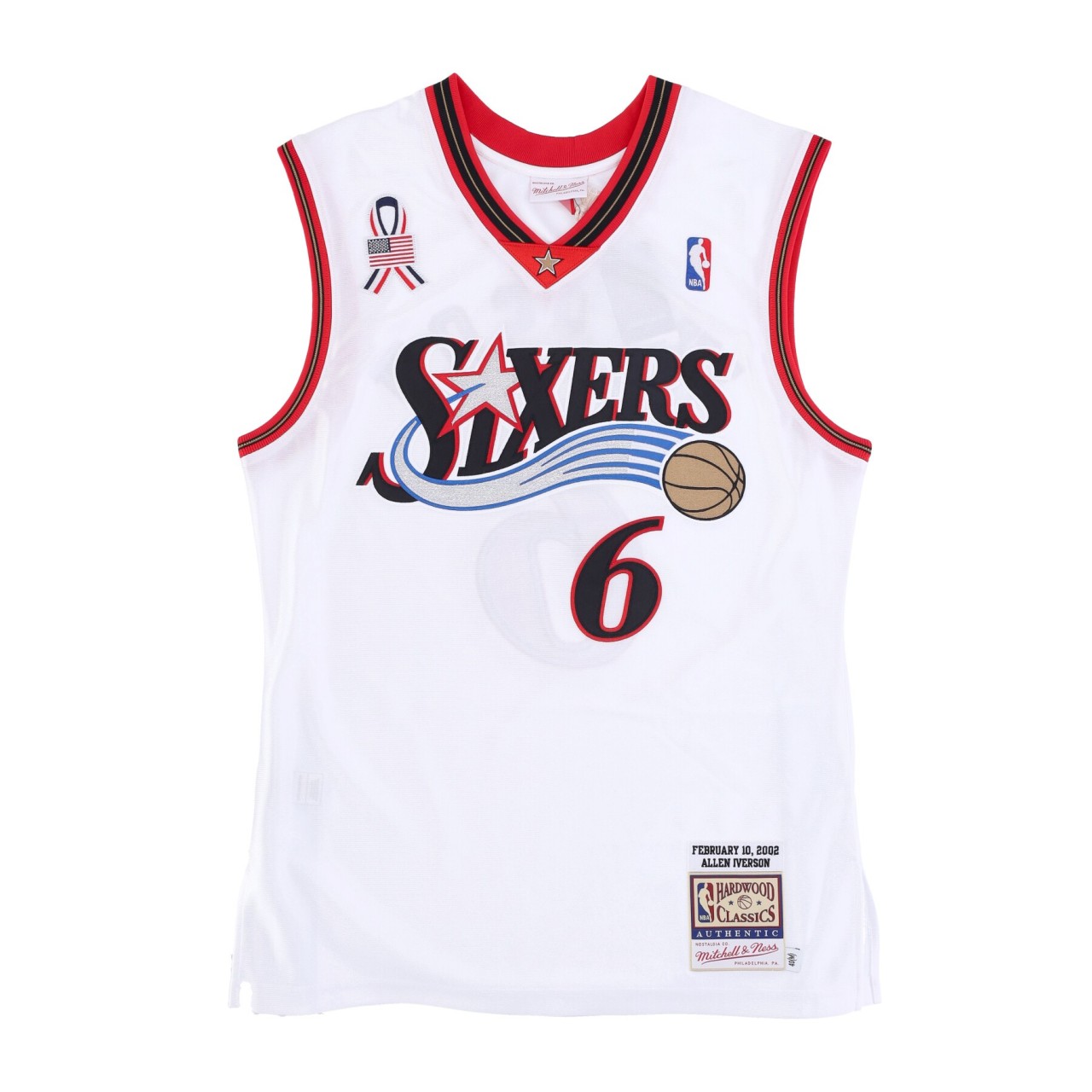 MITCHELL & NESS NBA AUTHENTIC JERSEY HARDWOOD CLASSICS NO 6 ALLEN IVERSON 2002 PHI76E AJY43318-ASE02AIVWHIT