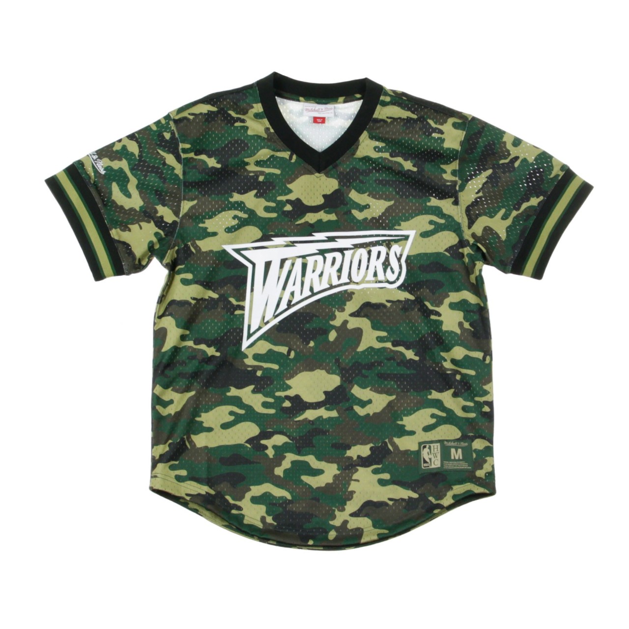 MITCHELL & NESS NBA CAMO MESH V-NECK TEE GOLWAR MSPOMG18018-GSWCMWD1