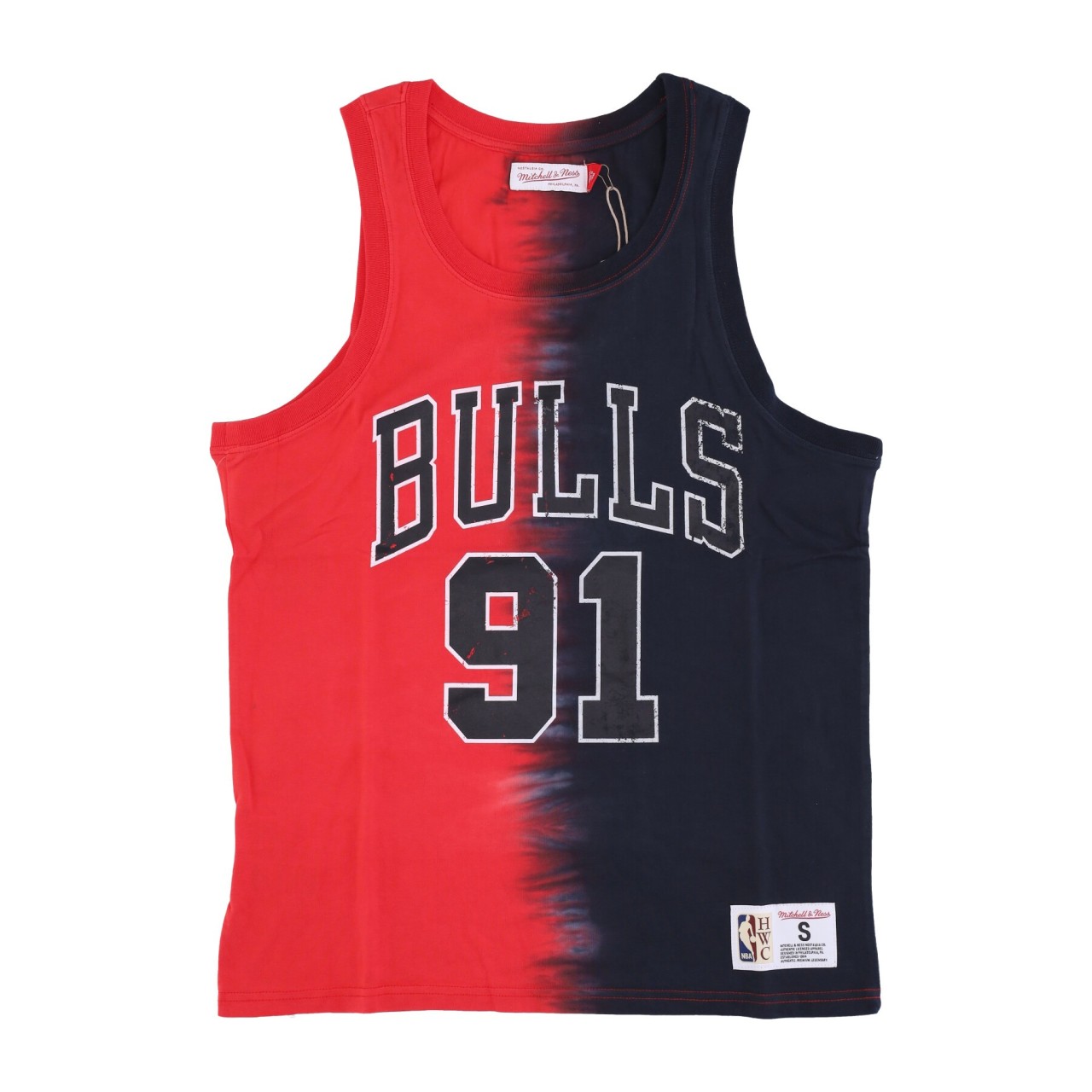 MITCHELL & NESS NBA VERTICAL TIE DYE TANK HARDWOOD CLASSICS NO 91 DENNIS RODMAN CHIBUL TTNK3206-CBUYYDRDBKRD