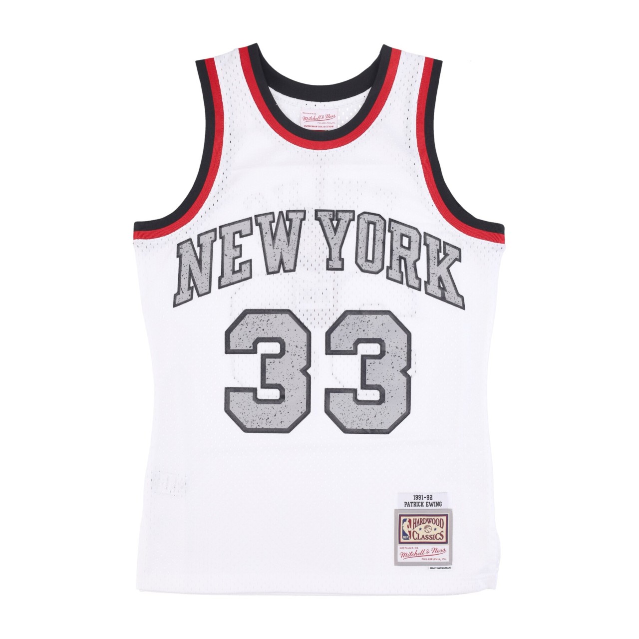 MITCHELL & NESS NBA CRACKED CEMENT SWINGMAN JERSEY HARDWOOD CLASSICS NO 33 PATRICK EWING NEYKNI TFSM5934-NYK91PEWWHIT