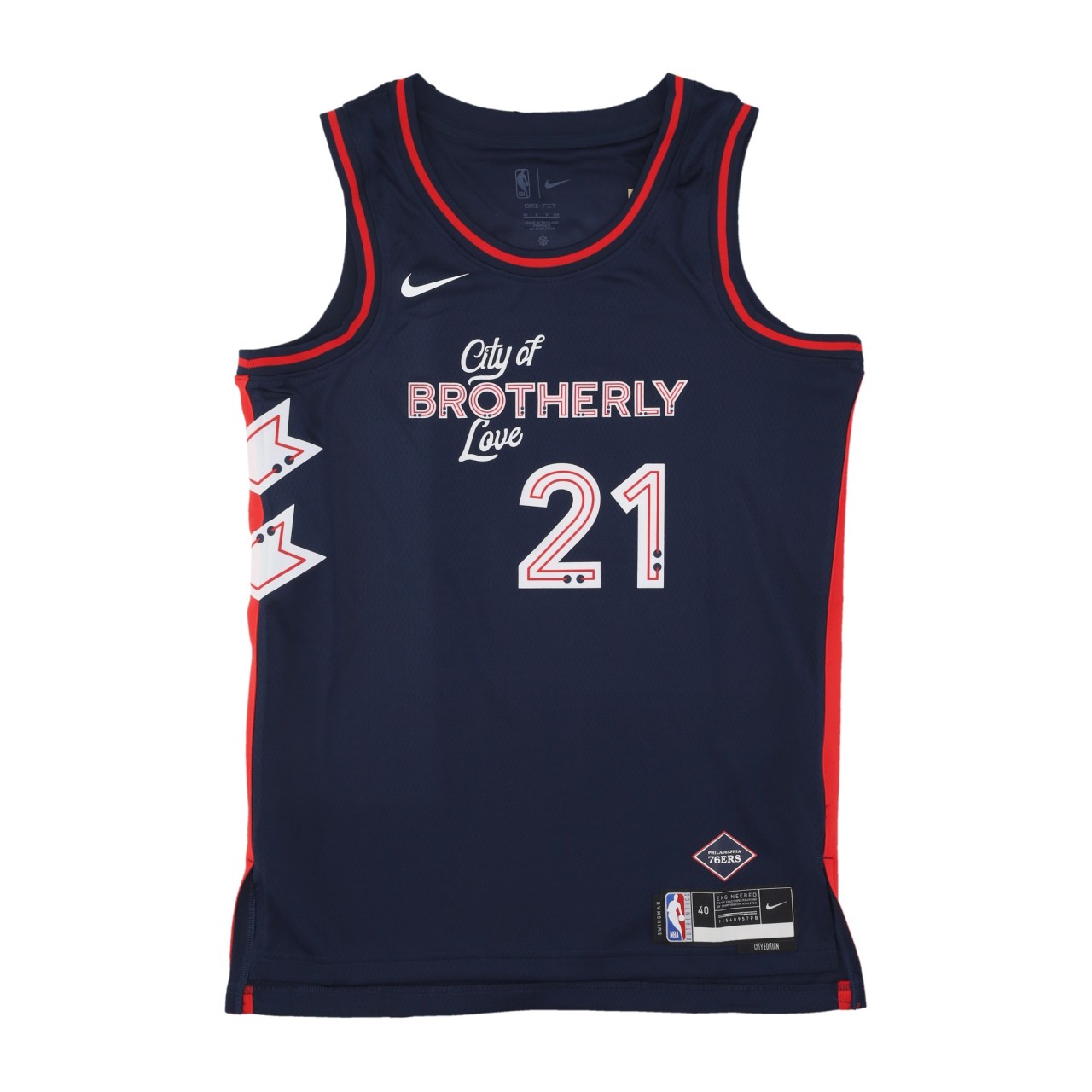 NIKE NBA NBA CITY EDITION 2023/24 DRI-FIT SWINGMAN JERSEY NO 21 JOEL EMBIID PHI76E DX8515-420