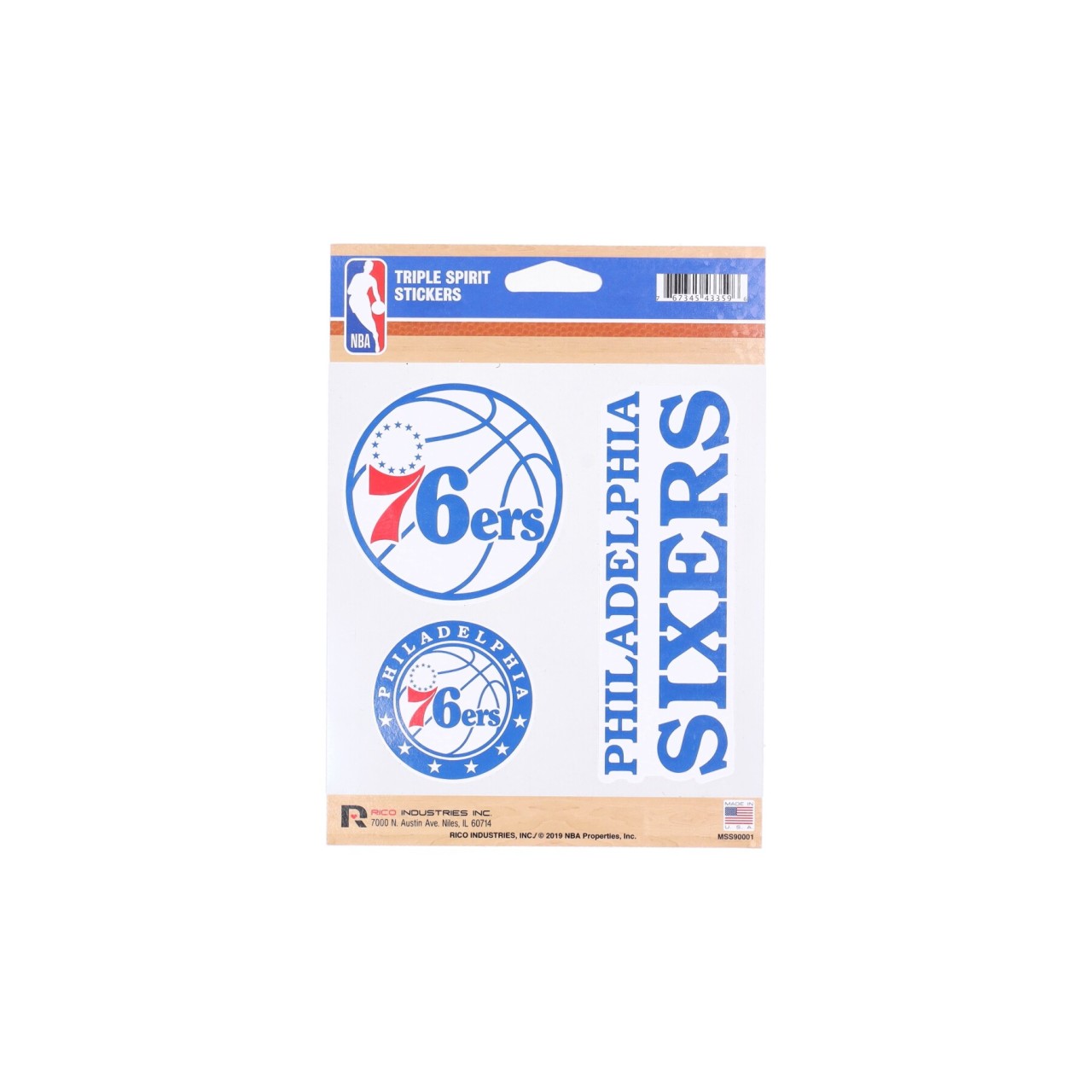 RICO INDUSTRIES NBA TRIPLE SPIRIT STICKERS PHI76E MSS90001