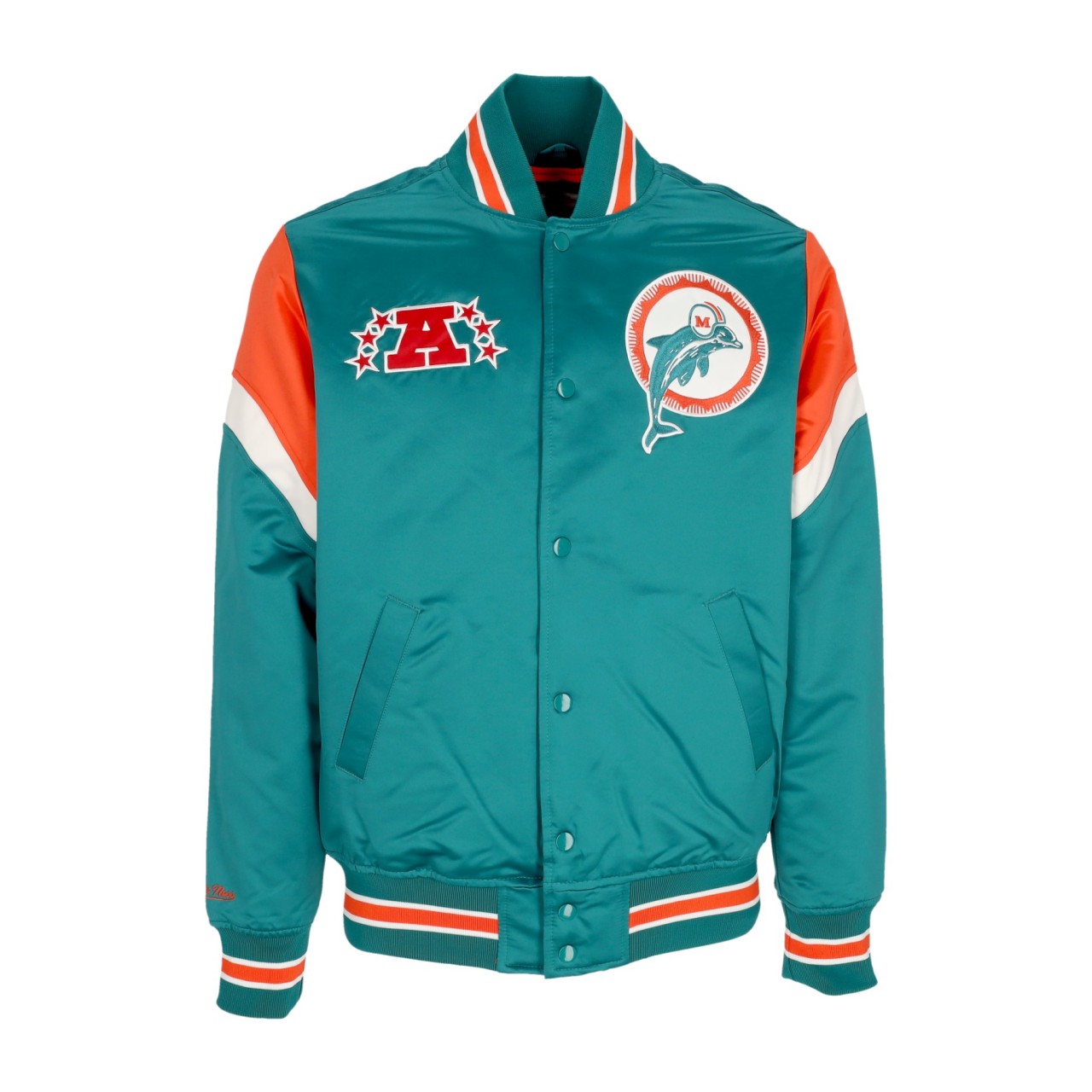 MITCHELL & NESS NFL HEAVYWEIGHT SATIN JACKET MIADOL OJBF5516-MDOYYPPPDLBL