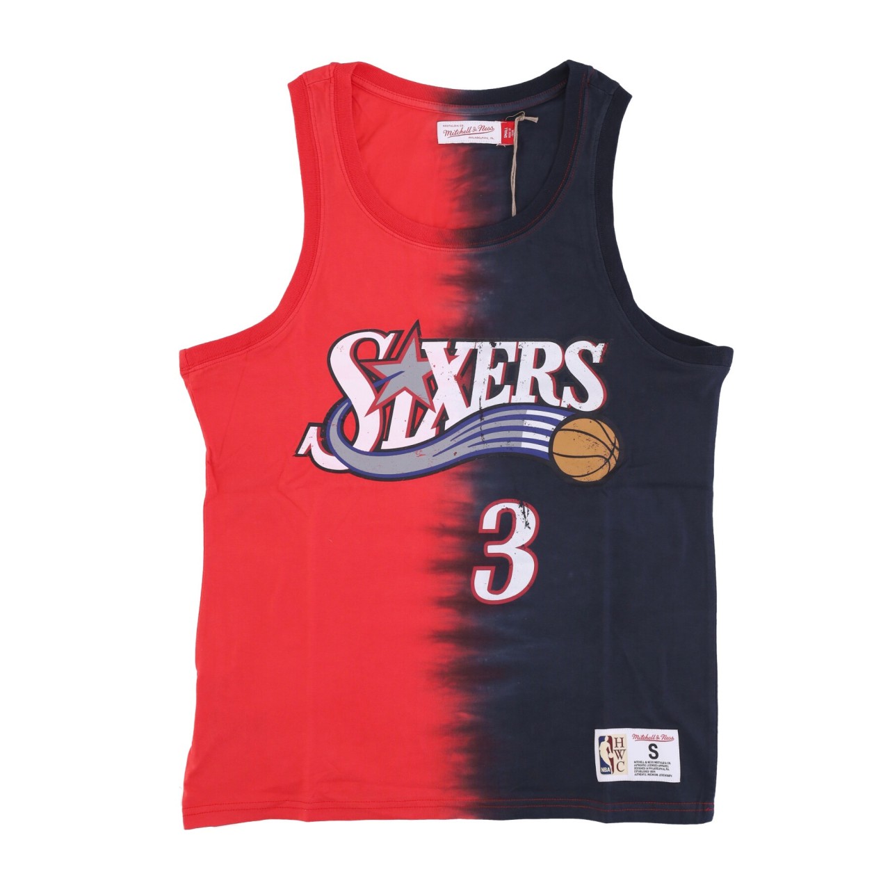 MITCHELL & NESS NBA VERTICAL TIE DYE TANK HARDWOOD CLASSICS NO 3 ALLEN IVERSON PHI76E TTNK3206-P76YYAIVRDBK