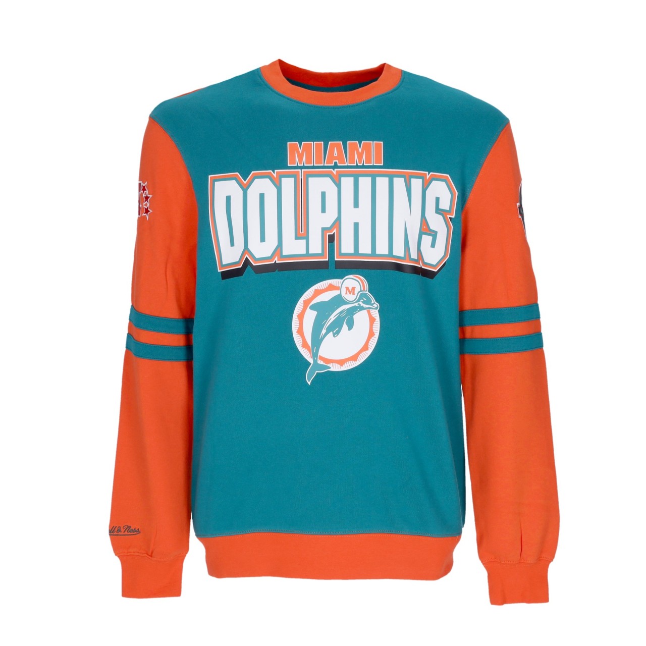 MITCHELL & NESS NFL ALL OVER CREW 2.0 MIADOL FCPO3400-MDOYYPPPTEAL