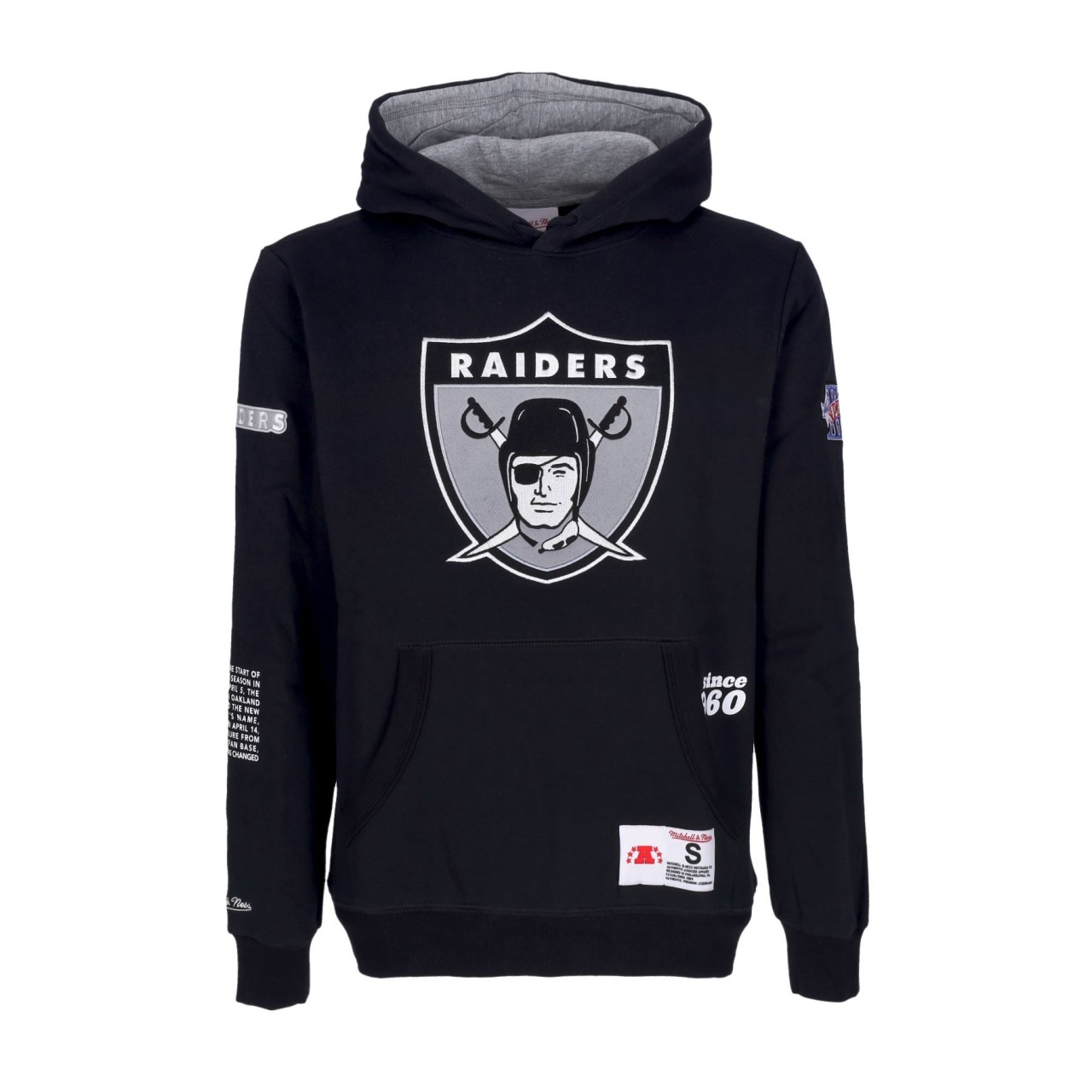 MITCHELL & NESS NFL TEAM ORIGINS FLEECE HOODIE OAKRAI FPHD4849-ORAYYPPPBLCK