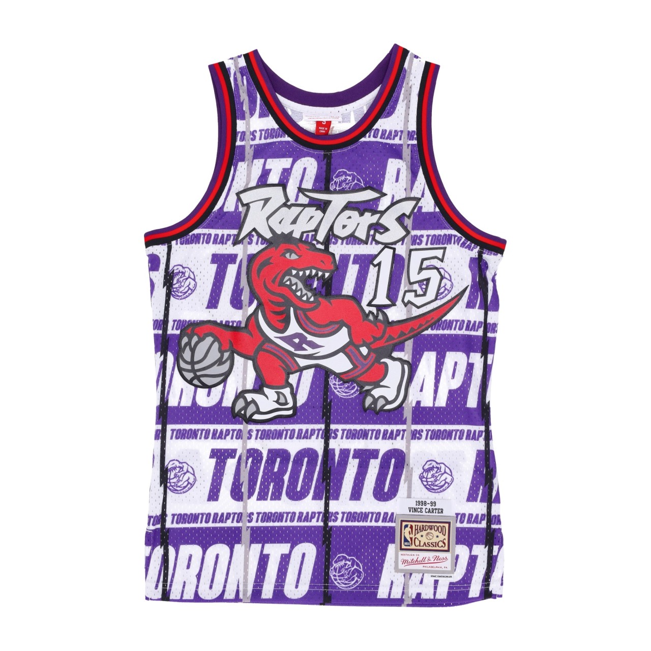 MITCHELL & NESS NBA TEAMWRAP SWINGMAN JERSEY HARDWOOD CLASSICS NO 15 VINCE CARTER 1998-99 TORRAP TFSM4778-TRA98VCAPURP