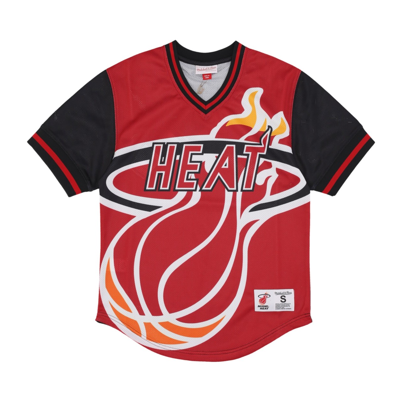 MITCHELL & NESS NBA JUMBOTRON 3.0 MESH V-NECK MIAHEA TMPL5118-MHEYYPPPMTWH