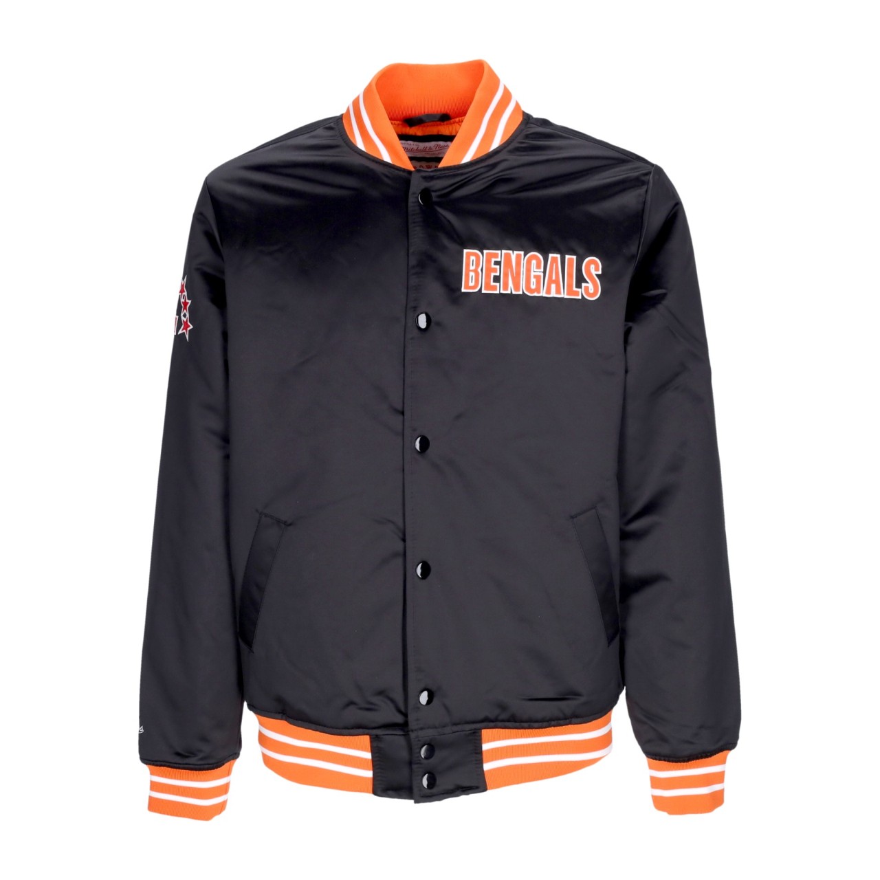 MITCHELL & NESS NFL HEAVYWEIGHT SATIN JACKET CINBEN OJBF3413-CBNYYPPPBLCK