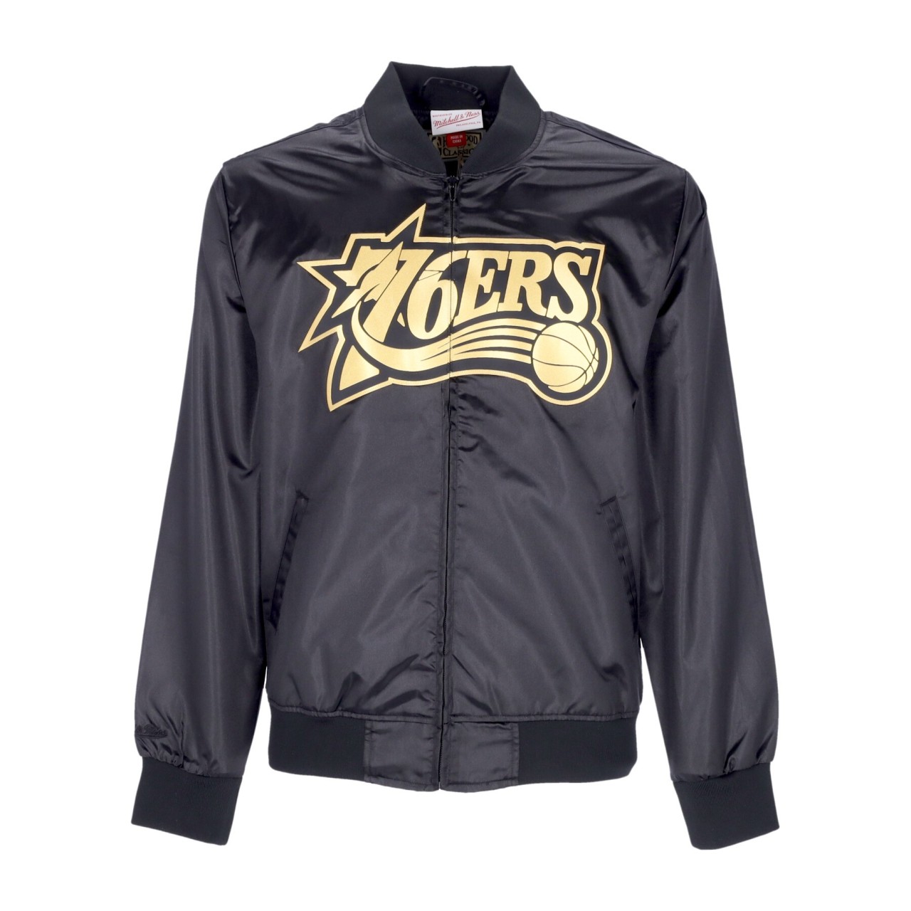 MITCHELL & NESS NBA BIG FACE 4.0 SATIN JACKET HARDWOOD CLASSICS PHI76E OJBF1261-P76YYPPPBLCK