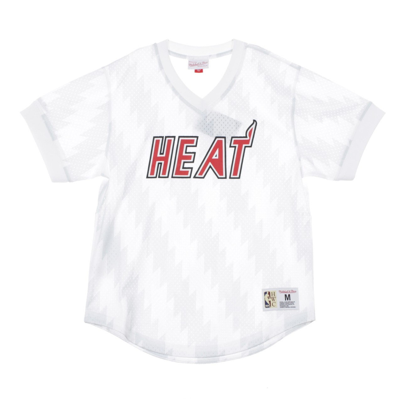 MITCHELL & NESS NBA WORDMARK MESH V-NECK MIAHEA MSPODF18013-MHEPTWH1