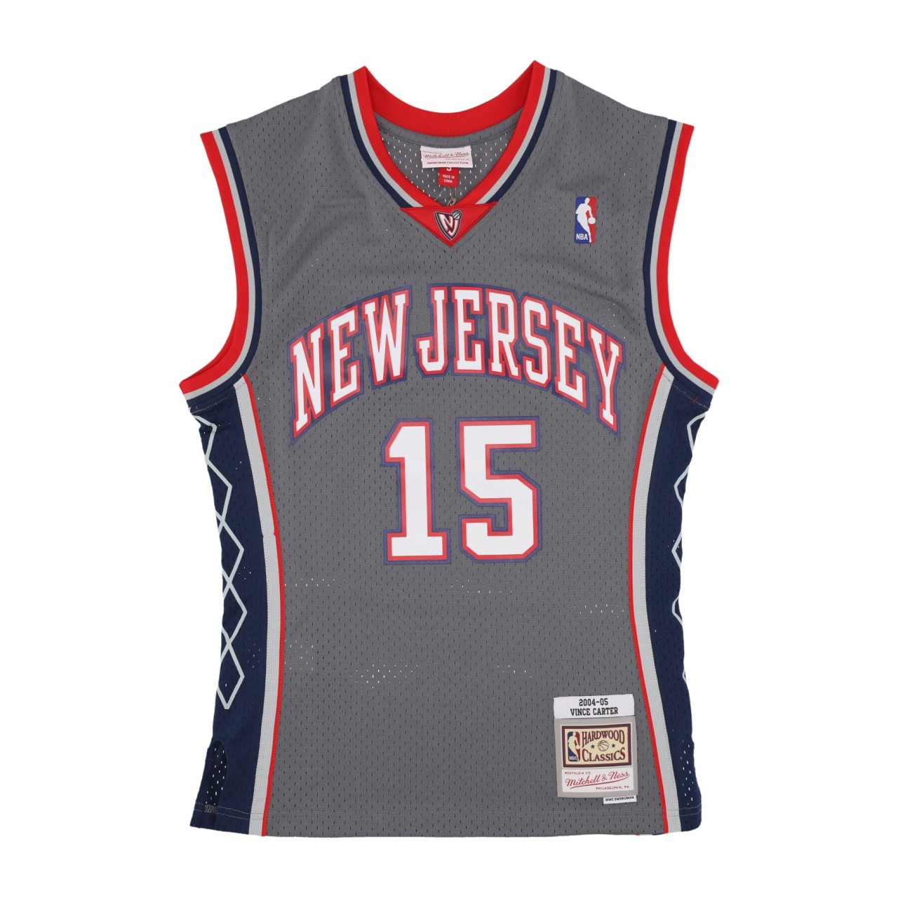 MITCHELL & NESS NBA ALTERNATE JERSEY 2004 NO 15 VINCE CARTER NEJNET SMJY5672-NJN04VCAGREY